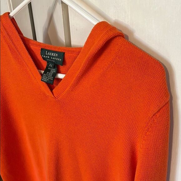 Ralph Lauren Orange Petite Cotton Knit Long Sleeve Pull Over Hoodie PM - Picture 14 of 14